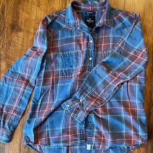American Eagle plaid jean shirt